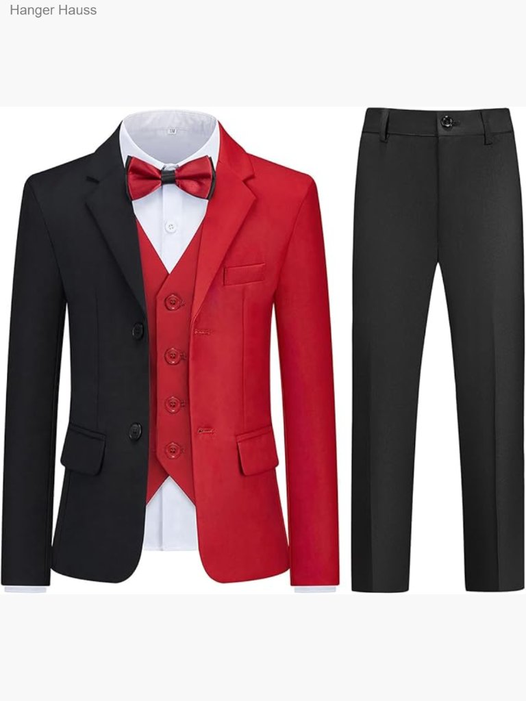 Boys 3 Piece Slim Fit Formal Tuxedo Suit Set Blazer Vest Pants